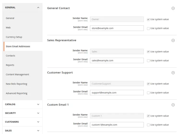Magento E-Mail-Adressen des Shops