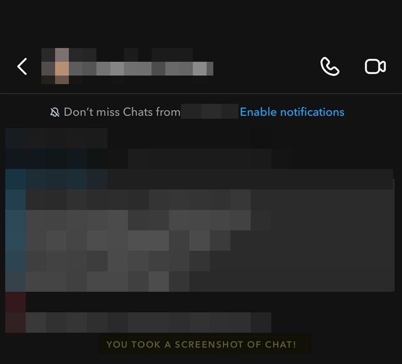 notificação de captura de tela do snapchat