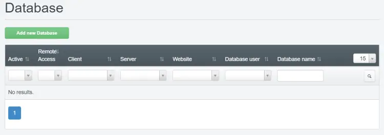 Adicionar um novo banco de dados no ISPConfig
