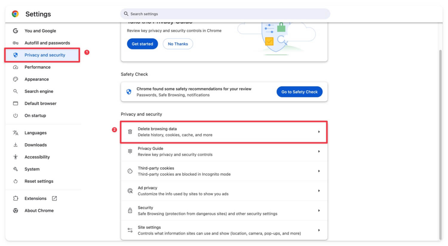 limpar dados de navegação chrome
