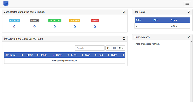 Painel de Backup do Bareos
