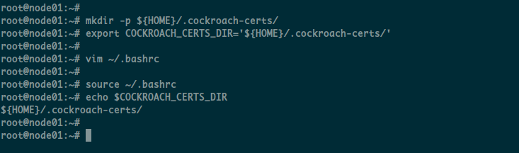 Imposta la directory dei certificati Cockroach