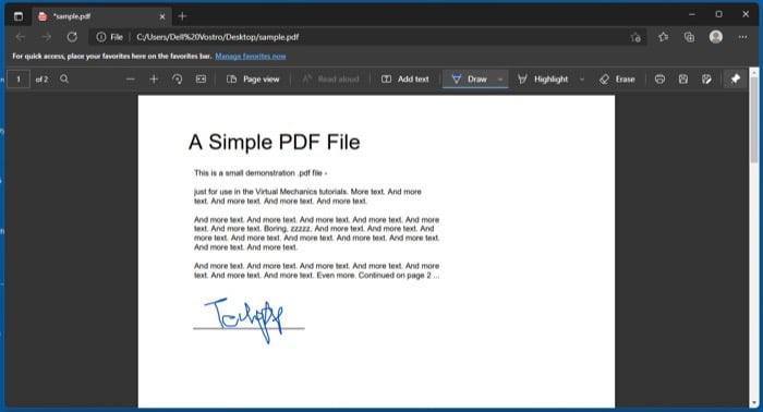 firmar electrónicamente un documento pdf en windows usando edge