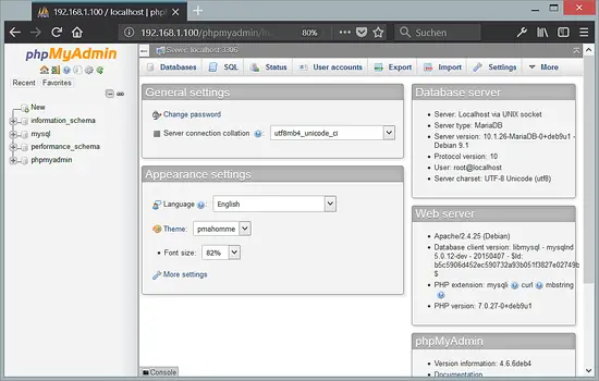 PHPMyAdmin auf Debian 9