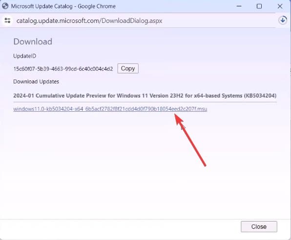 Installation Windows 11 KB5034204