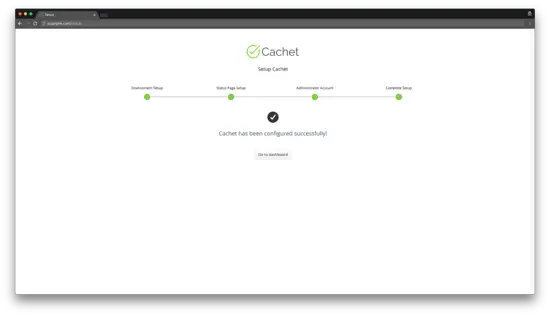 Cachet è stato installato con successo