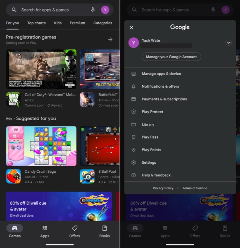 настройки google play store