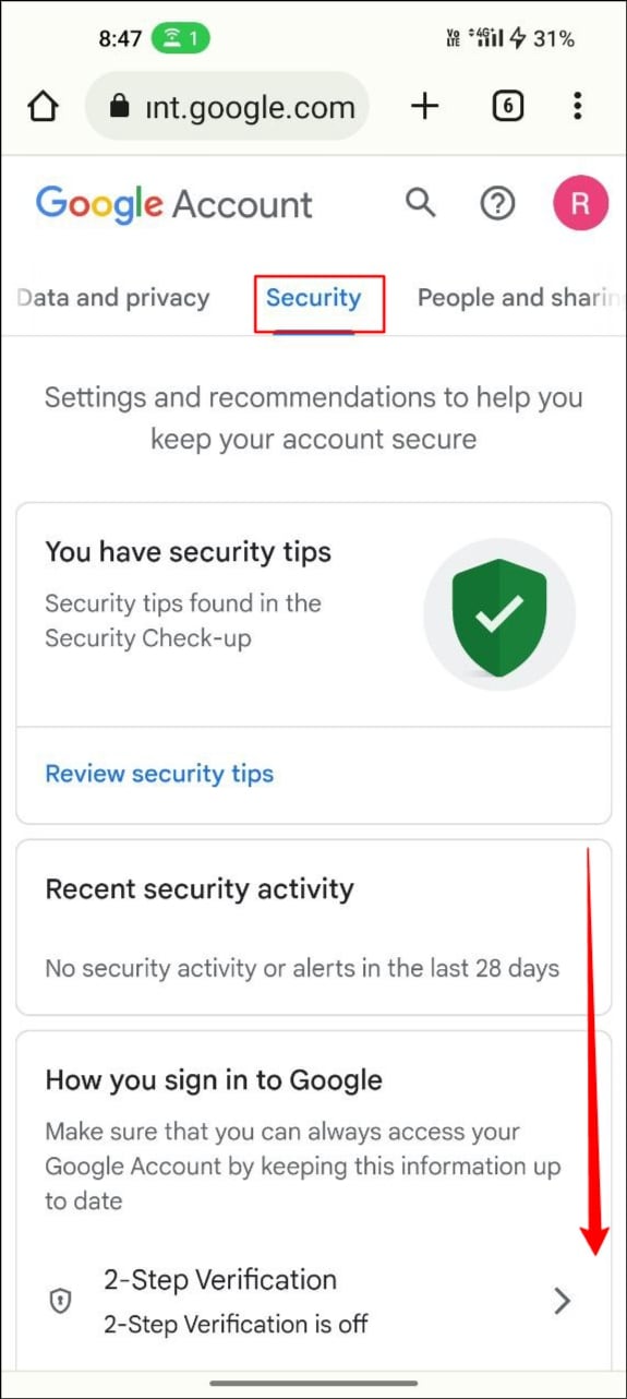 вкладка безопасности google-accounts