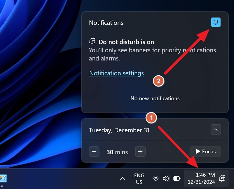 Windows 11でおやすみモードをオフにする