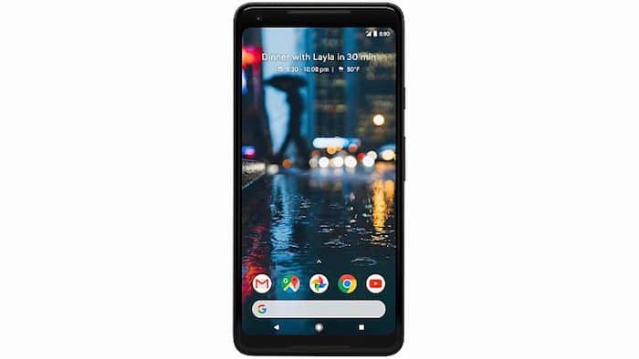 google pixel 2 xl con un frontale quasi senza bordi e un'esterno resistente all'acqua lanciato - google