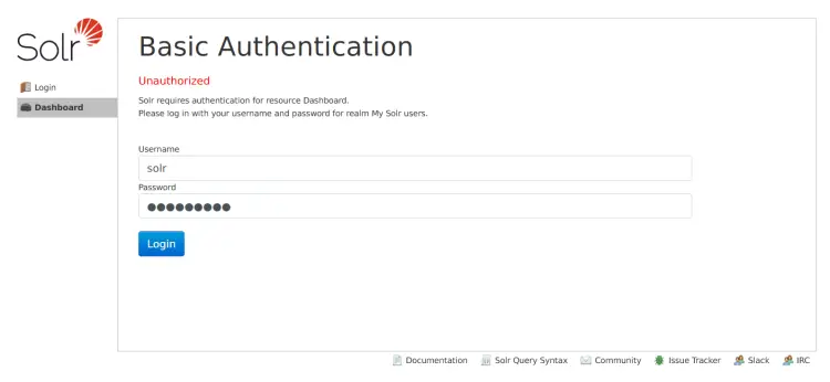 page de connexion solr