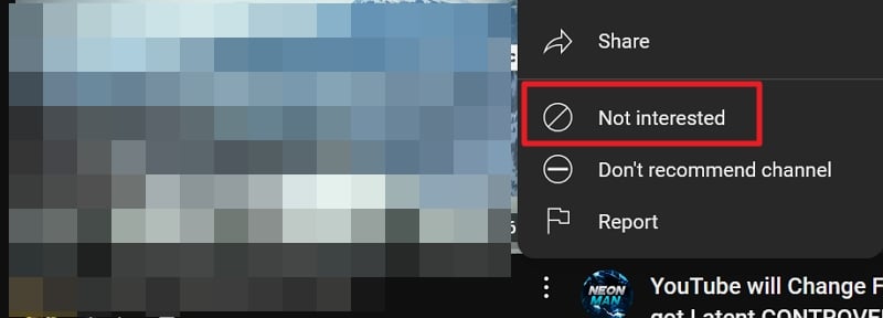 non interessato su youtube