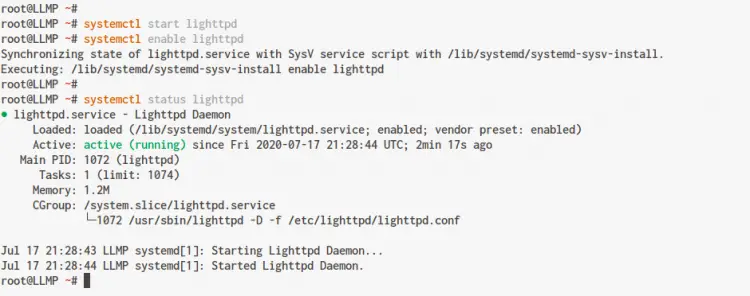 Iniciar Serviço Webserver Lighttpd
