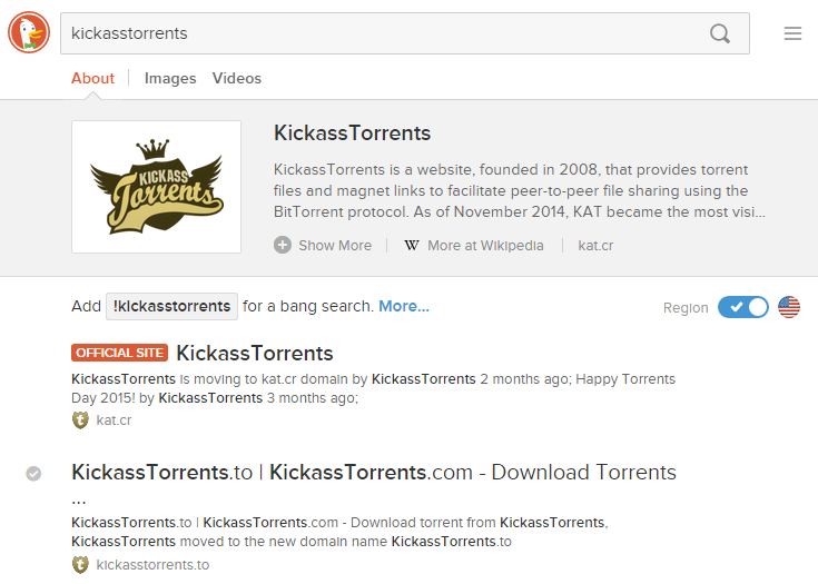 Самый популярный торрент-сайт в мире, Kickass Torrents, удален из результатов поиска Google