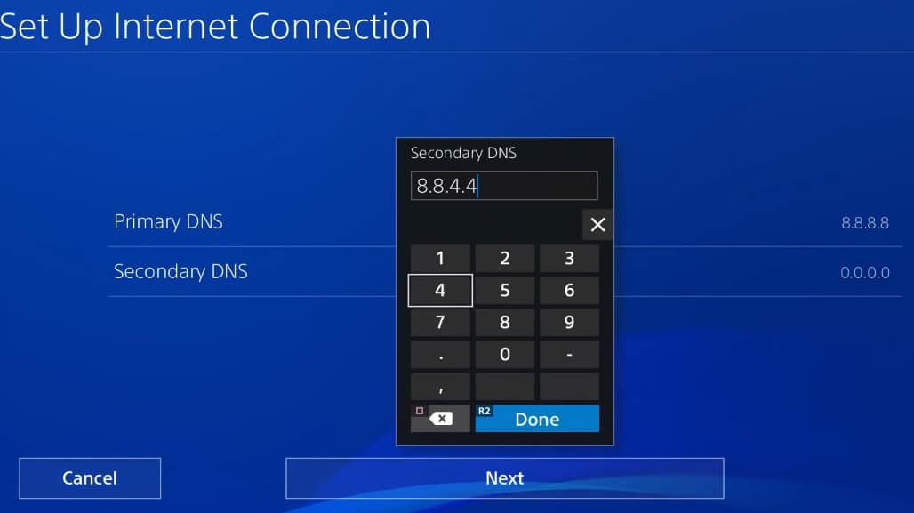 Изменить DNS на PS4