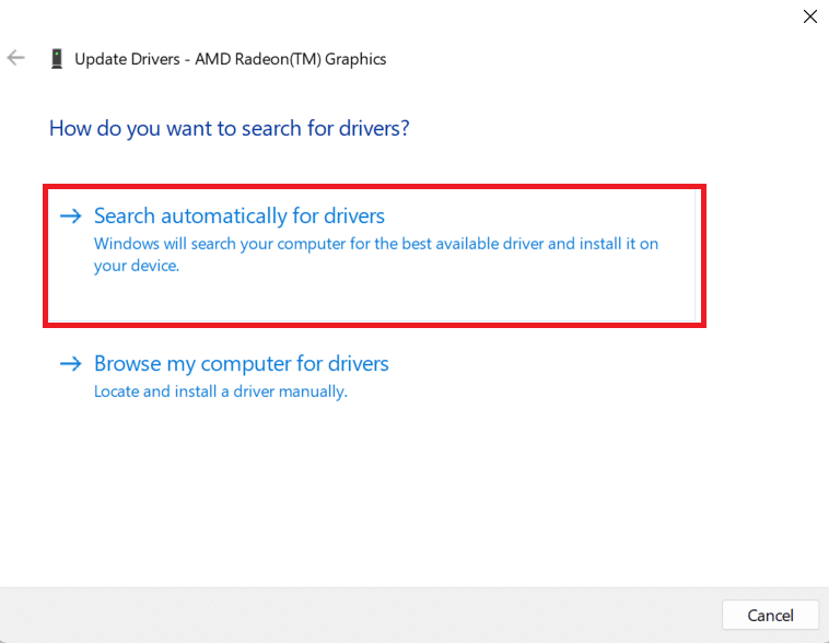 cerca automaticamente i driver nel gestore dispositivi