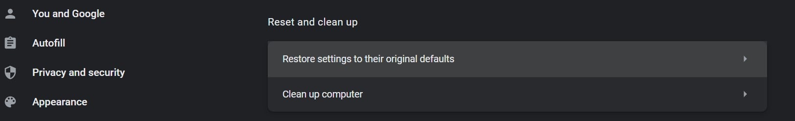 chrome reset