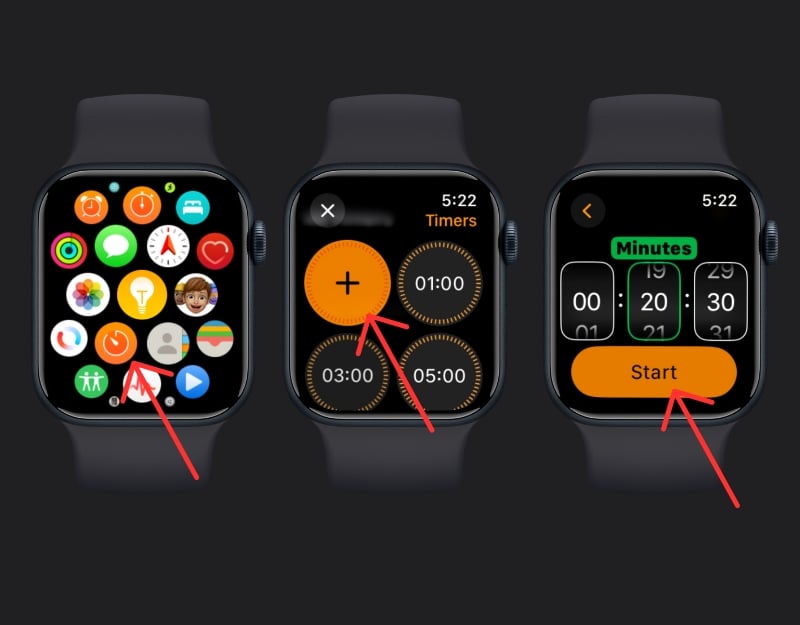 как установить таймер на apple watch