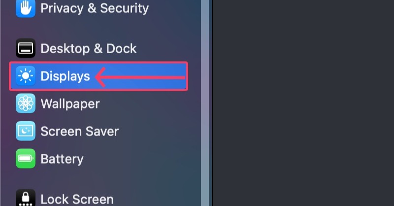 apri display nelle impostazioni macos