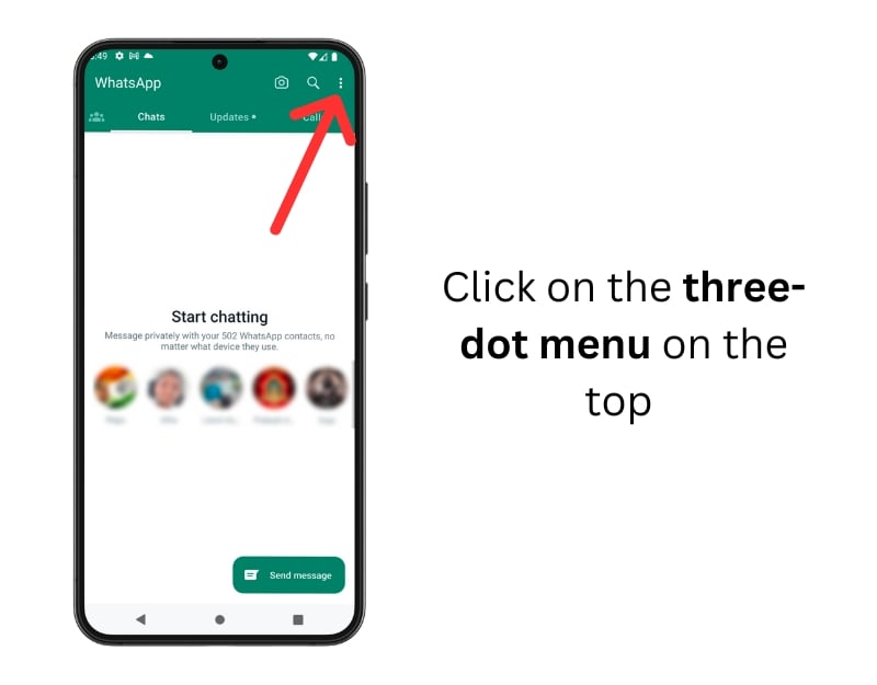menu a tre punti nell'angolo in alto a destra di whatsapp