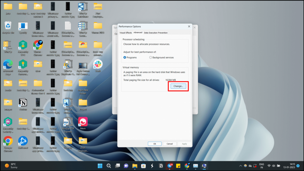 modifier les paramètres avancés windows