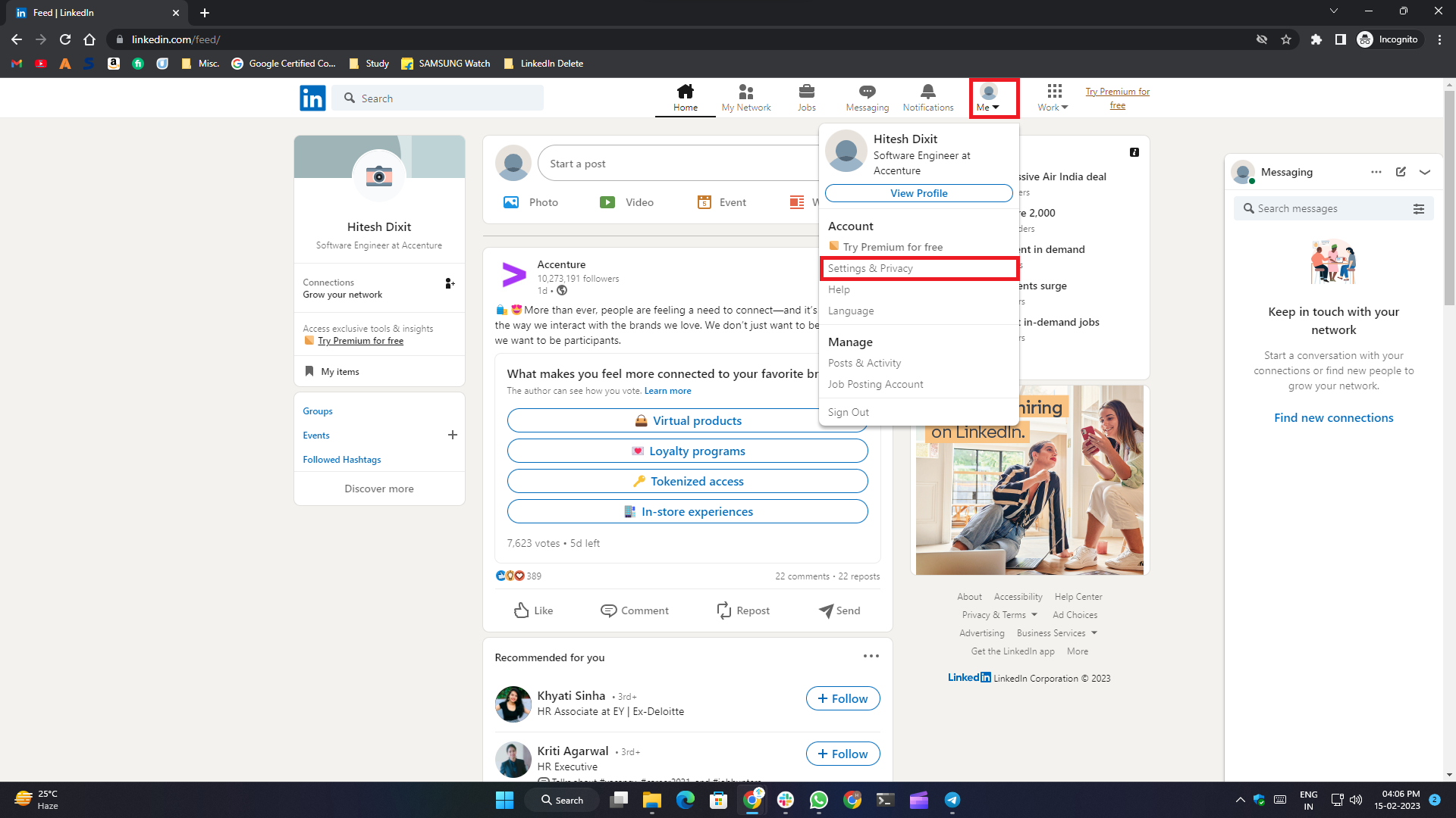 wie man ein linkedin-konto löscht- einstellungen im web