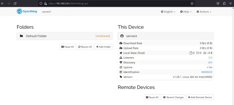 painel do syncthing server2