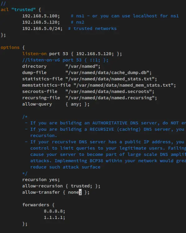 named.conf slave dns bind