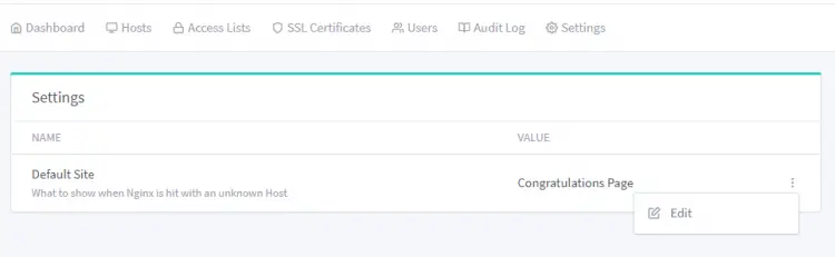 Edição da Página de Aterrissagem do Nginx Proxy Manager