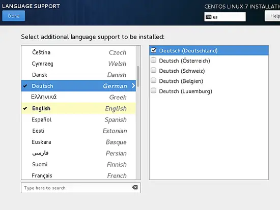 CentOSに追加の言語を追加します。