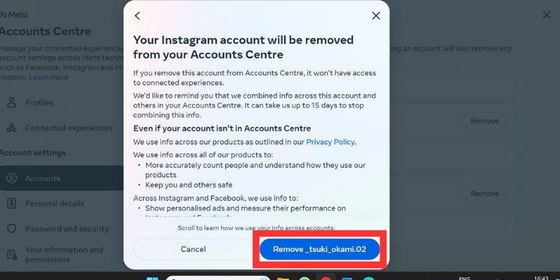 come scollegare facebook e instagram utilizzando il web di facebook 8