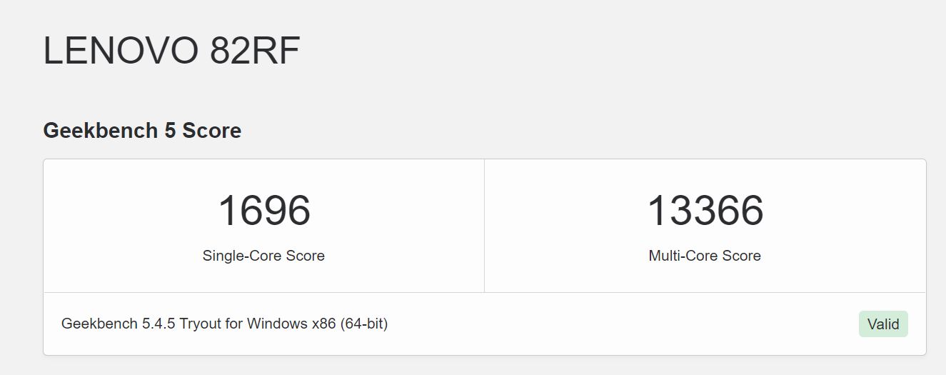 Lenovo Legion 5i Pro Geekbench