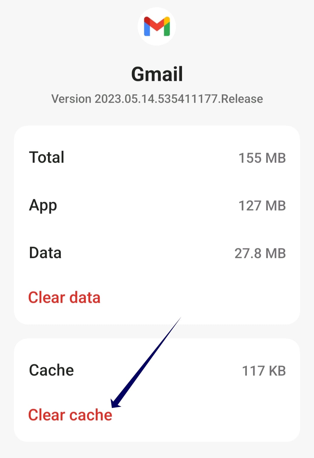 очистить кэш gmail