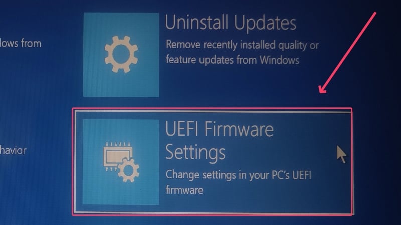 paramètres du firmware uefi sur windows
