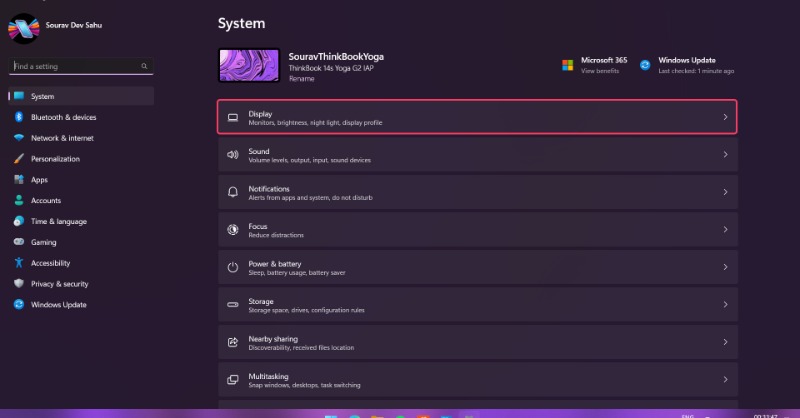 impostazioni display in windows