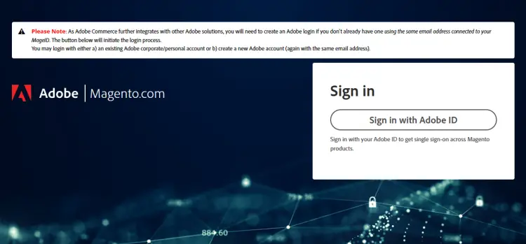 Adobe ID Anmeldeseite
