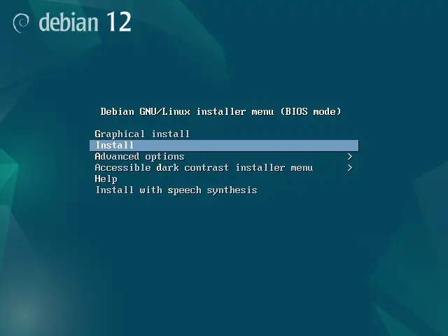 Debian 12 ブート画面