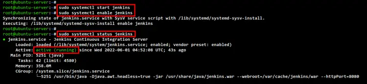 démarrer activer vérifier le service jenkins