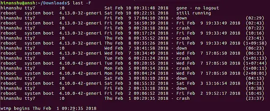 Comment faire en sorte que last imprime des informations complètes sur la date et l'heure