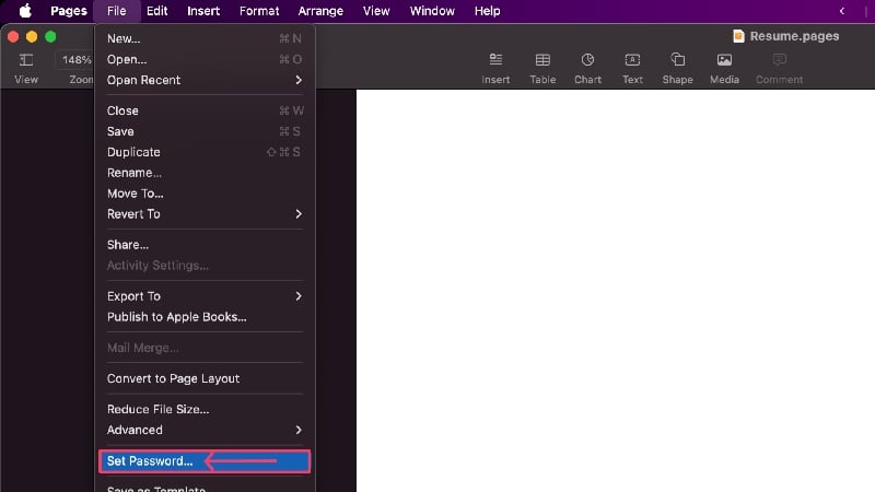 Pagesのパスワードを設定
