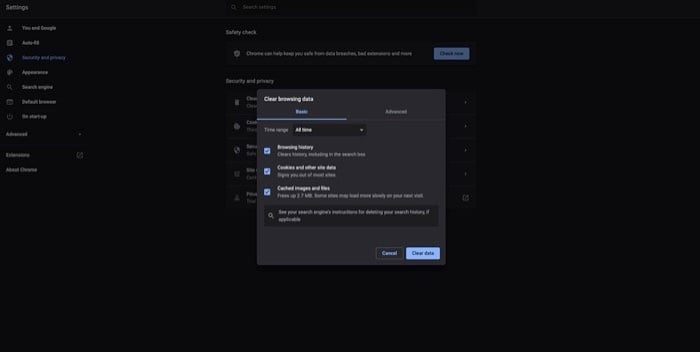 cancellare cache e cookie di chrome su mac