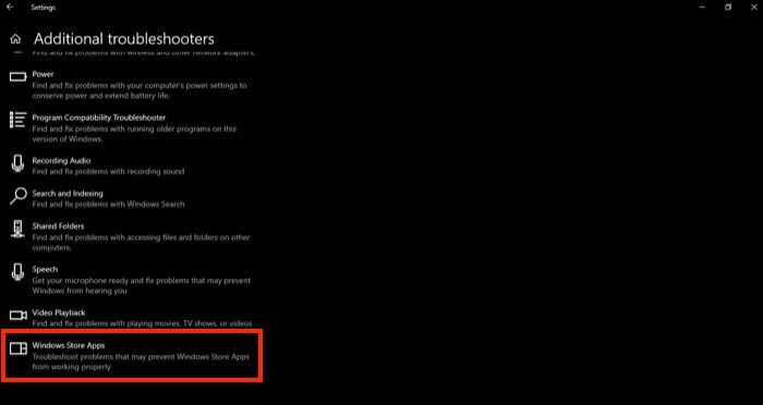 troubleshooting microsoft store using troubleshooter