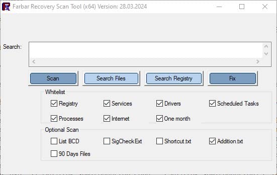 Download dello strumento di scansione Farbar Recovery