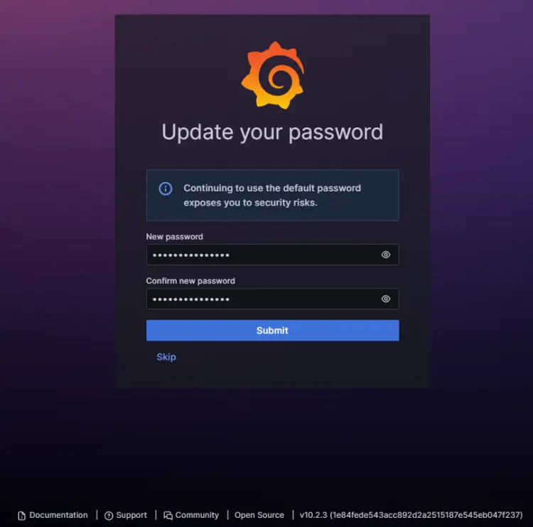 Grafana Neues Passwort