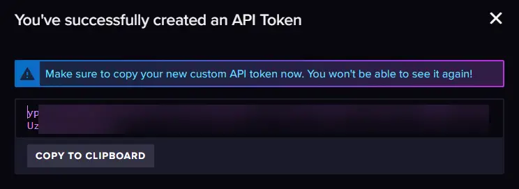 InfluxDB-Telegraf-Token-Popup