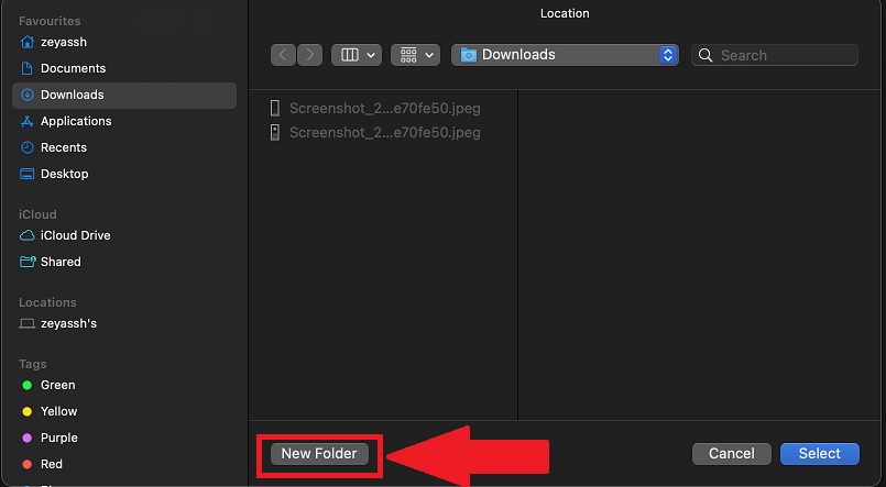nova pasta do chrome mac