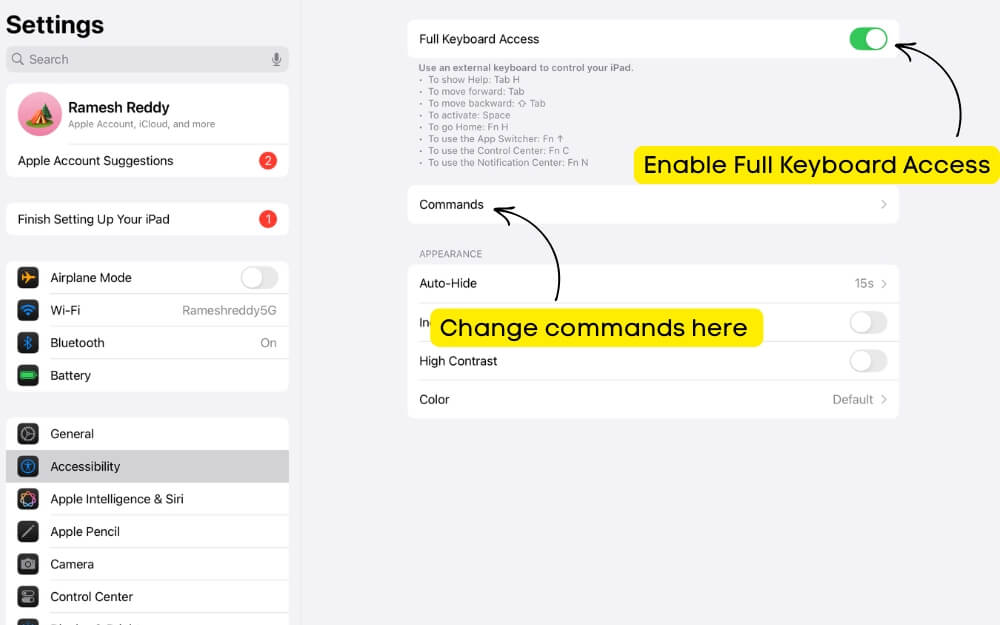 changez les commandes ici