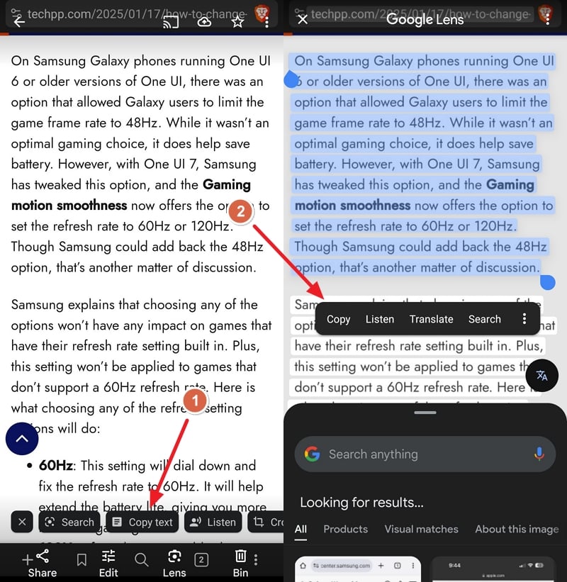 OCR in der Google Fotos-App