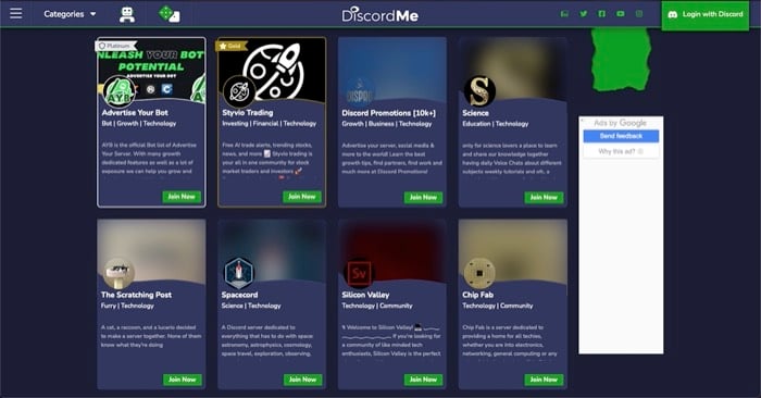 trouver des serveurs discord à rejoindre sur discordme