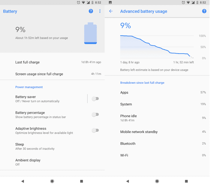 google pixel 2 review: essentially perfect - google pixel2 battery screenshots